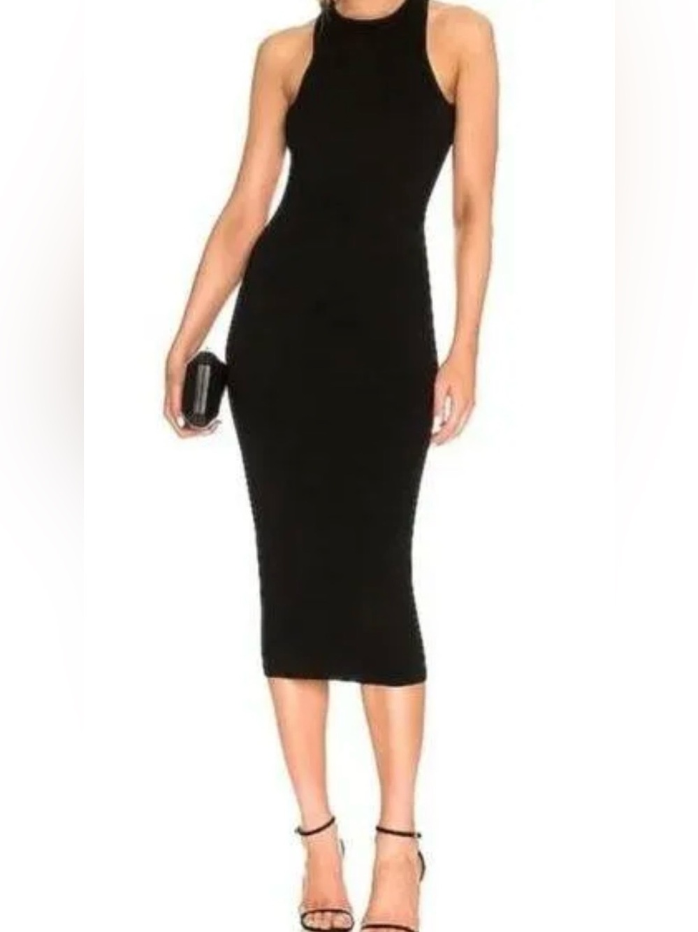 House of Harlow 1960 Black Ribbed Racerback Midi Dress: Size Small